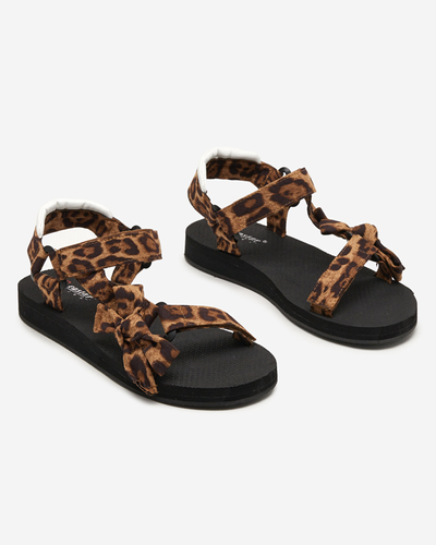 Ladies 'black sandals with leopard print stripes Lilien - Footwear