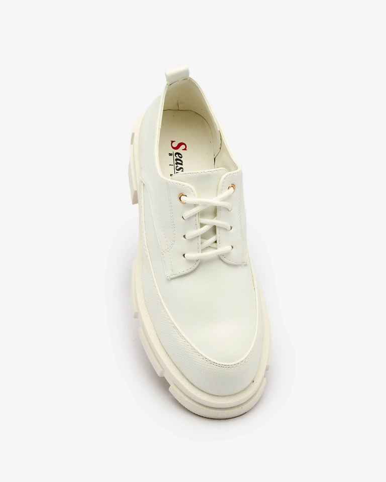 Royalfashion Baltas sieviešu puspēdas ar cietu zoli Modes stils Kuplas puspēdas