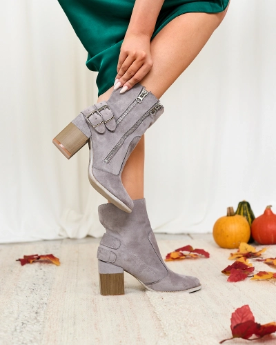 Royalfashion Women's gray boots with Feirrgo decoration