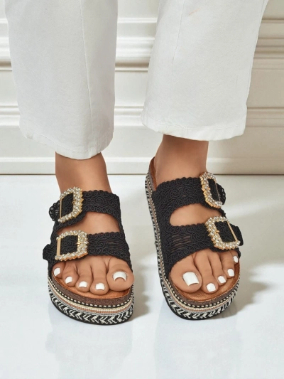 Royalfashion Женские сандалии с пряжками из страз GlamCork