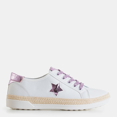 White sports sneakers for women with a star Estosiu - Footwear