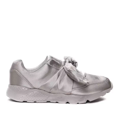 OUTLET Gray, satin sports shoes with a bow Mabel- Shoes