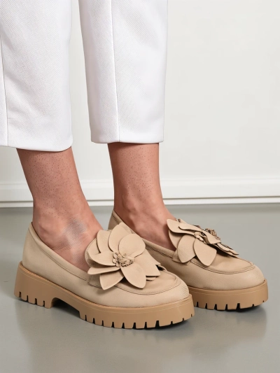 Royalfashion ekosuede sieviešu mokasīni ar Floverse ziedu