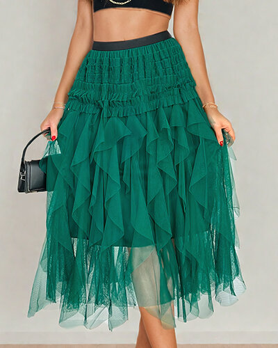 Royalfashion Sieviešu divslāņu midi svārki