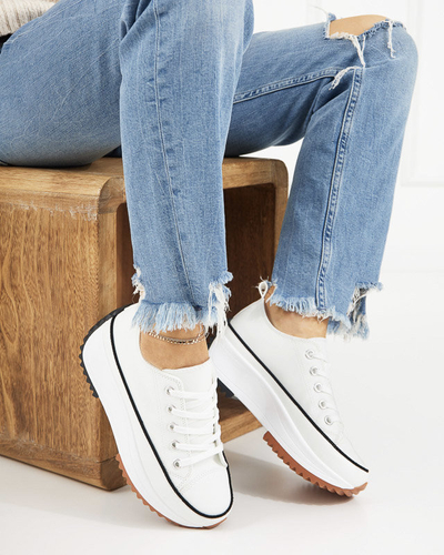 OUTLET Women's white trainers on the Treminso platform - Footwear