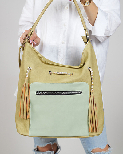 Green shopper bag with drawstrings - Accessories