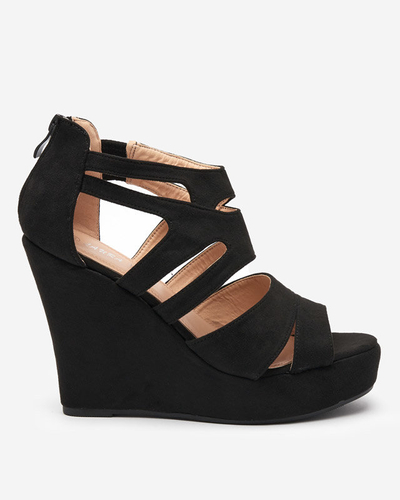 OUTLET Black women's sandals on a wedge Amroksi - Footwear