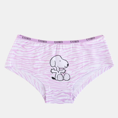 Women's purple cotton patterned panties with a doggy print - Clothing