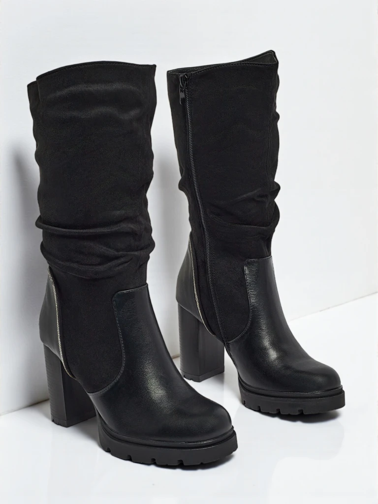 Women's Eco Suede Ankle Boots with a Gathered Upper Elyndra