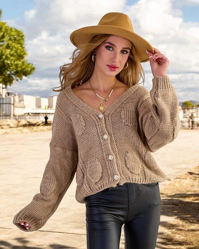 Royalfashion Women's knitted sweater with buttons