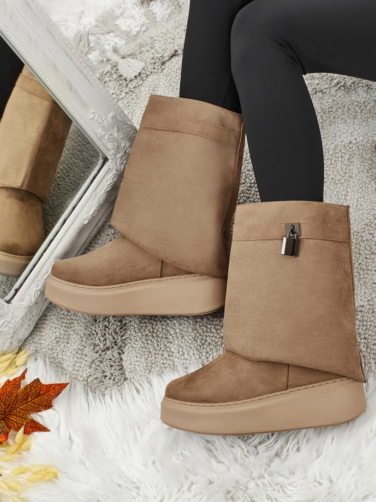 Elizze Women's Short Snow Boots with Detachable Upper