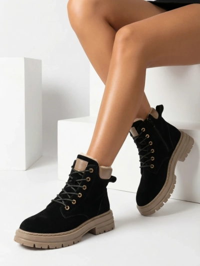 Royalfashion Black and brown women's insulated trapper boots Radoras