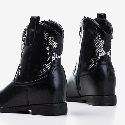 Черные женские ботильоны на скрытой танкетке Walter