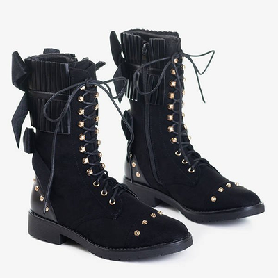 Black women's boots with Farida ornaments - Footwear