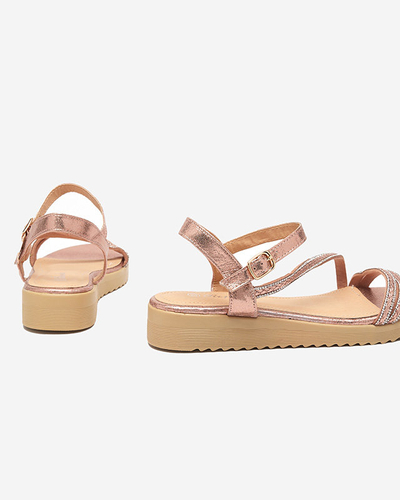 Розовые блестящие женские босоножки с цирконами Spirade