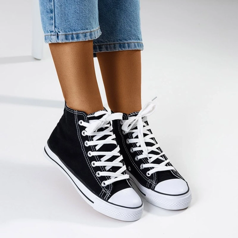 OUTLET Black women's high-top sneakers Tonet - Footwear
