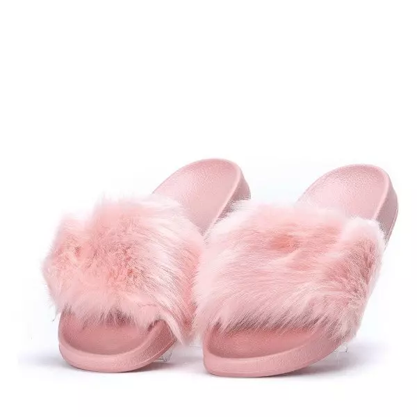 OUTLET Light pink slippers with fur Millie- Shoes
