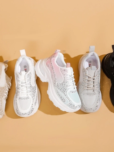 Royalfashion Women's sporty sneakers with rhinestones Bloss