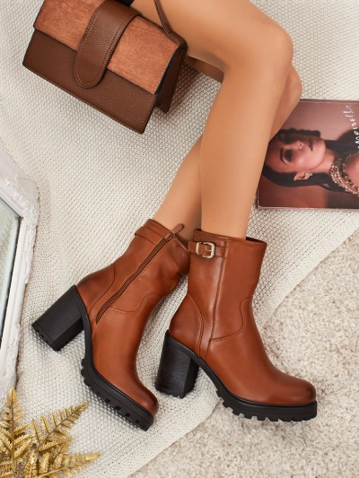 Botki damskie eko skórzane na stupku Sylvarra