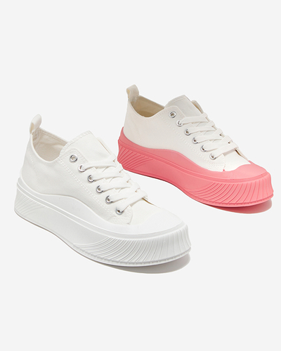 White and pink women's sneakers, type Nerikas sneakers - Footwear