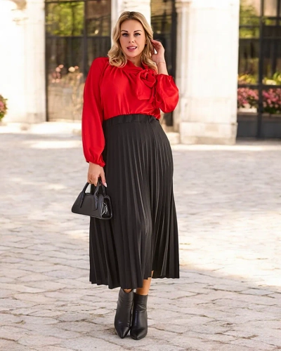 Royalfashion Plisēta sieviešu midi svārki Lielā izmēra