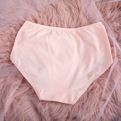 Light pink women's cotton briefs with a flower PLUS SIZE - Underwear