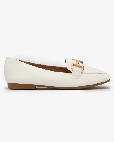 Royalfashion White women's quilted moccasins with gold embellishment Wetifa