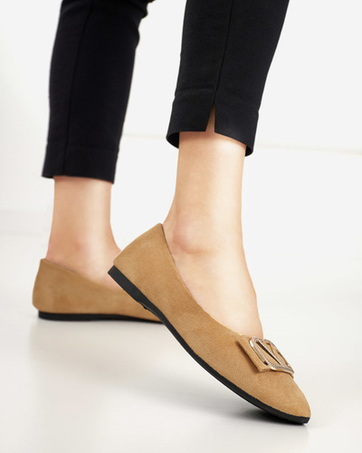OUTLET Women's beige ballerinas with an ornament on the toe Cavo - Shoes