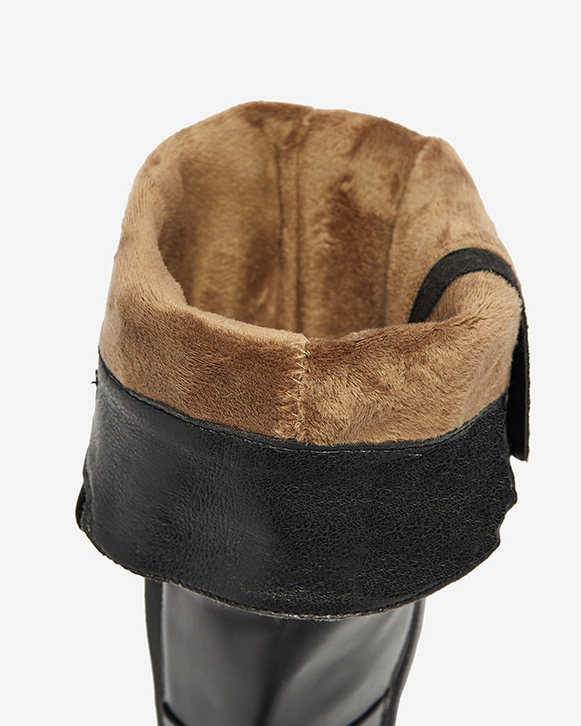 Женские сапоги до колена из экокожи черного цвета Orikas - Обувь