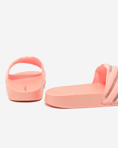 OUTLET Light pink women's slippers with cubic zirconia Erikis - Footwear