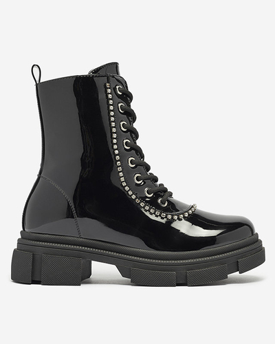 Black women's lacquered bagger boots Dexoci - Footwear