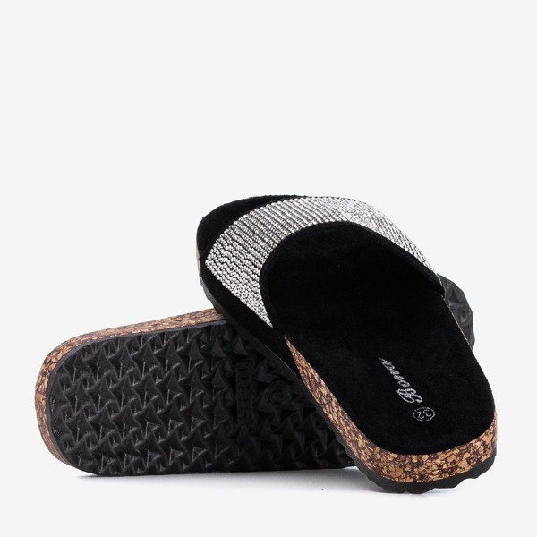 Black children's flip-flops with cubic zirconia Procopia - Footwear 1