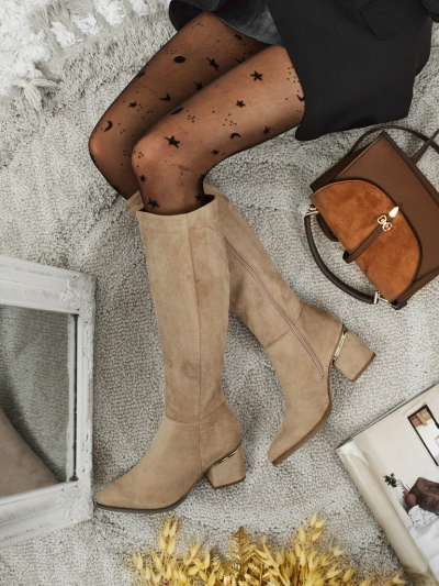 Lav damskie kozaki eko zamszowe na słupku Niefio