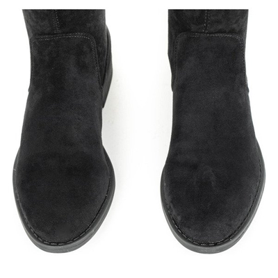 Czarne botki z eko-zamszu Jasanner - Obuwie 