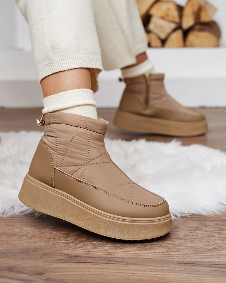 Royalfashion Women's slip-on snow boots in brown color Armeda