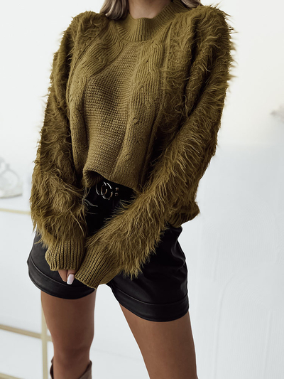 Royalfashion Горчичный женский пушистый свитер