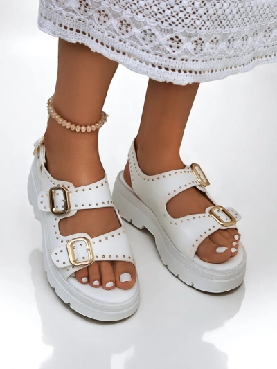 Royalfashion Women's Thick Sole Sandals with Rhinestones Rocky Chic