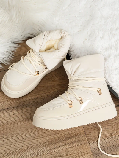 Royalfashion Women's slip-on snow boots in cream color Dabenda