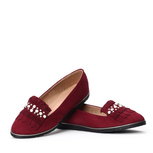 Bordowe mokasyny- Obuwie