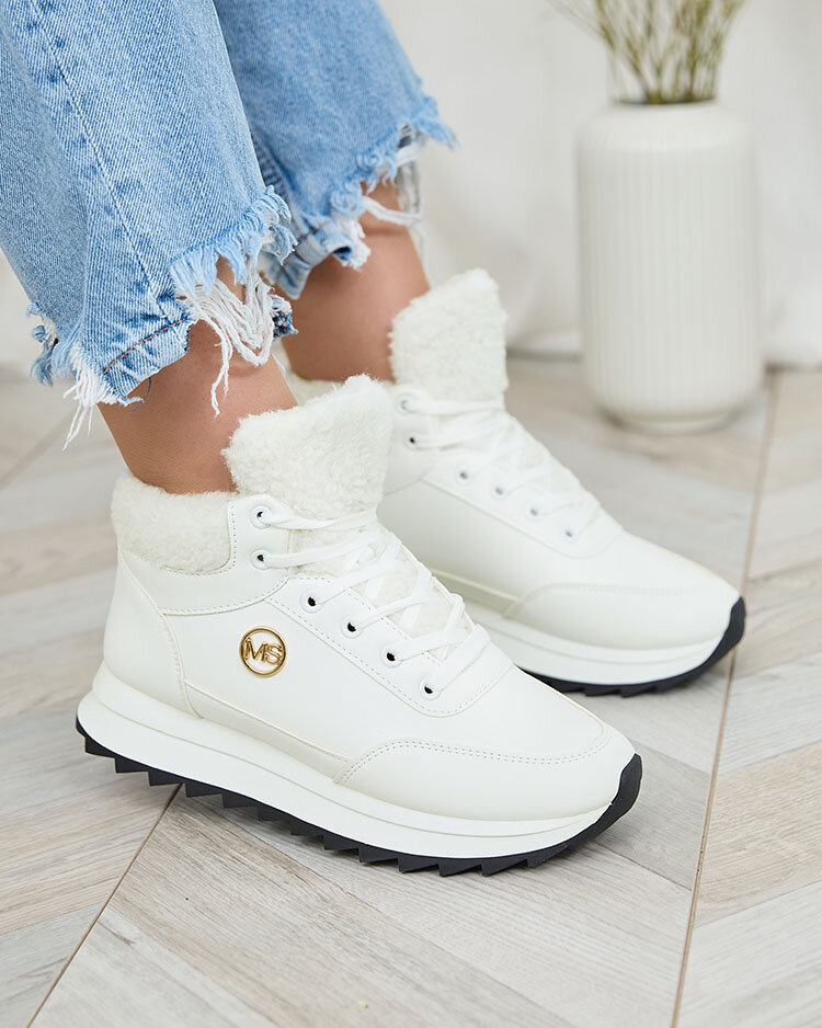 Royalfashion Женские утепленные спортивные ботинки белого цвета Cerrto