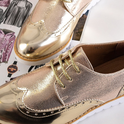 OUTLET Gold women's lace-up shoes Narvi - Footwear