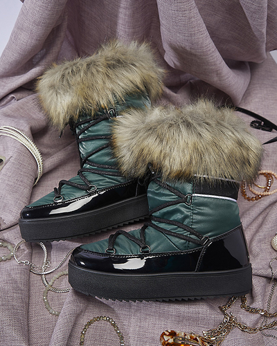 Tumši zaļi sieviešu lakoti sniega zābaki Luccav- Footwear