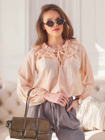 Royalfashion Transparent women's shirt with decorative collar
