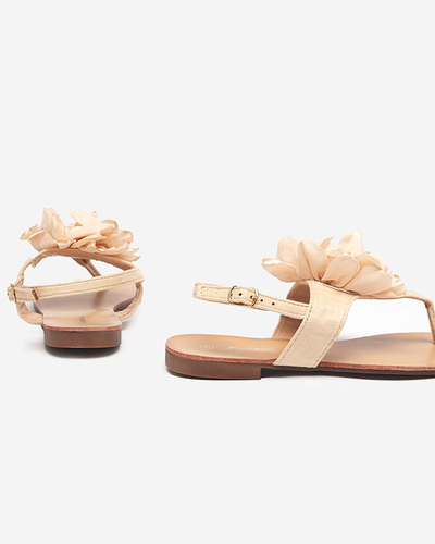 Beige women's sandals with a flower Nerikala - Footwear