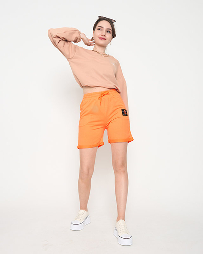 Neon orange women's shorts above the knee - Clothing