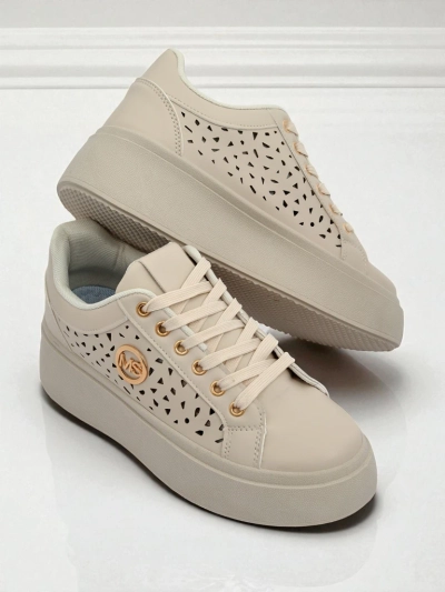 Sneakers Ecru pou fanm sou platfòm Boreas Royalfashion po ekolojik