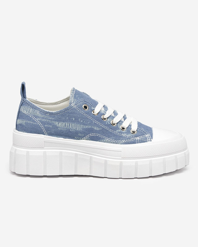 OUTLET Blue women's sneakers a'la jeans on the Resi platform - Footwear