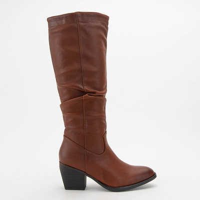 Brown women's knee-high boots Tarisa- Footwear
