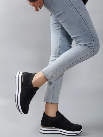 Royalfashion Women's sports slip-on shoes with rhinestones Ceromie