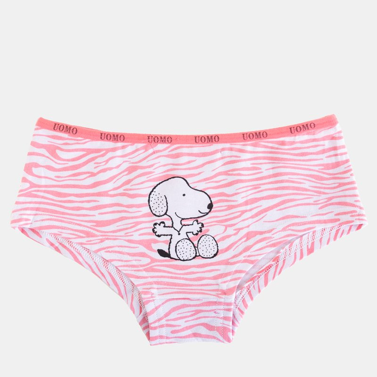 Women's coral cotton patterned panties with a doggy print - Clothing